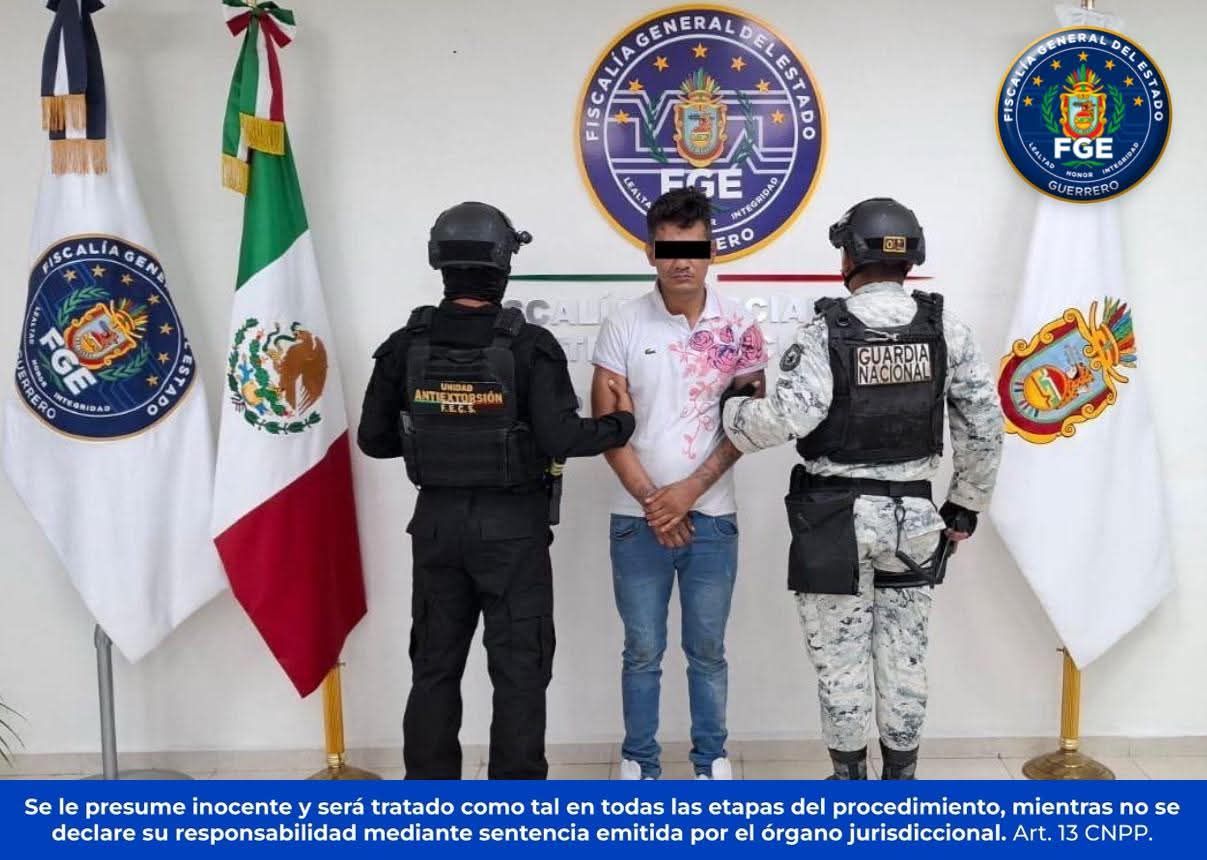 Detienen en flagrancia a extorsionador de transportistas en la col Simón Bolívar, Acapulco, Gro