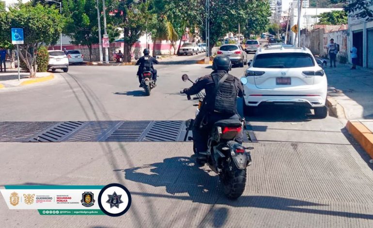 Policía Estatal realiza recorridos de seguridad y vigilancia en avenidas principales de Acapulco