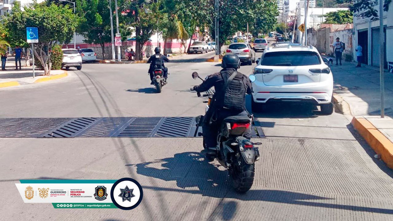 Policía Estatal realiza recorridos de seguridad y vigilancia en avenidas principales de Acapulco
