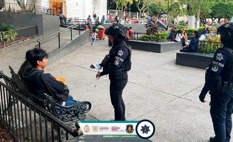 Refuerzan labores de proximidad policial en el Zócalo de Chilpancingo