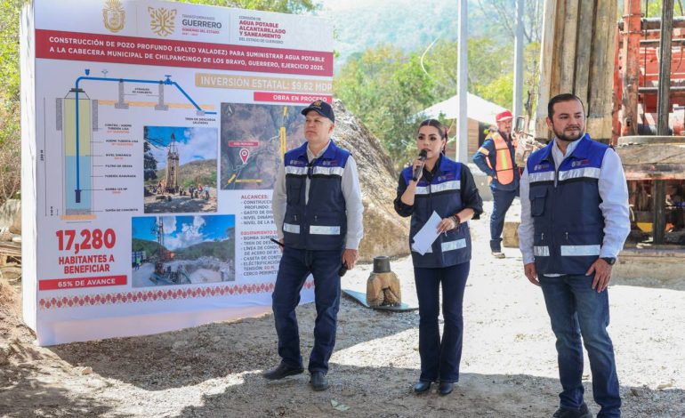 Supervisa Evelyn Salgado avance del 65% en pozo profundo “Salto Valadez” en Chilpancingo