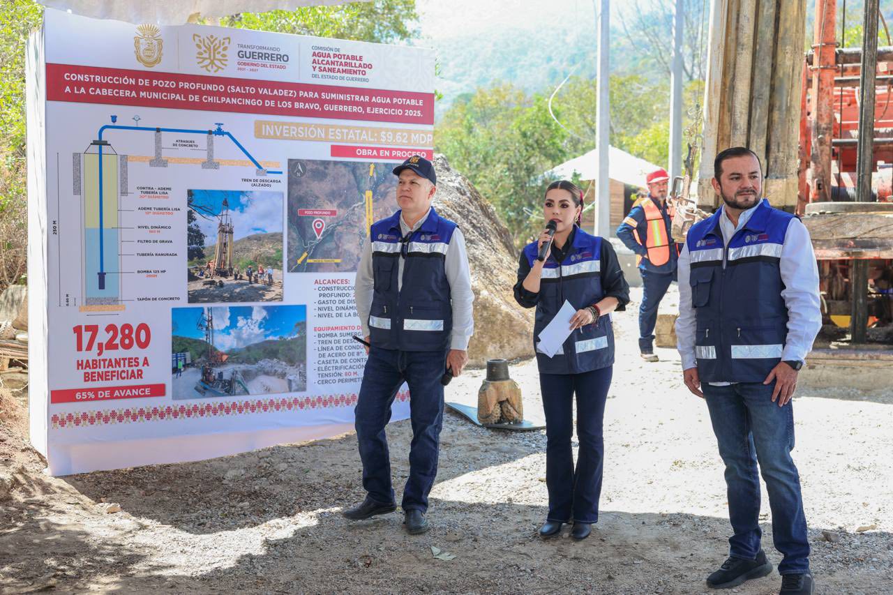 Supervisa Evelyn Salgado avance del 65% en pozo profundo “Salto Valadez” en Chilpancingo