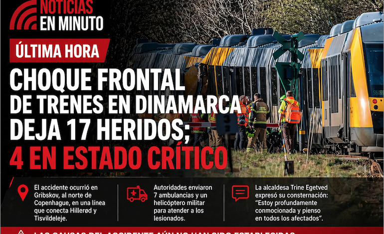 CHOQUE DE TRENES EN DINAMARCA DEJA DECENAS DE HERIDOS; CUATRO EN ESTADO CRÍTICO