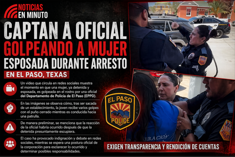 POLÉMICA EN EL PASO: CAPTAN A OFICIAL GOLPEANDO A MUJER ESPOSADA DURANTE ARRESTO