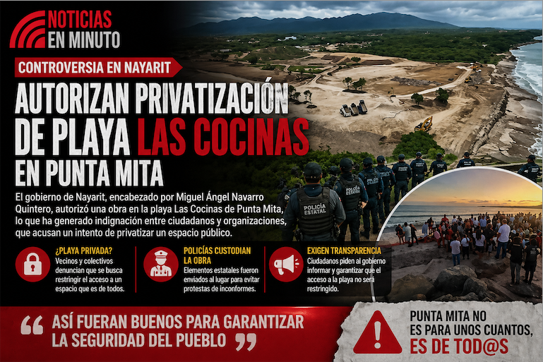 Controversia en Nayarit por presunta privatización de playa en Punta Mita