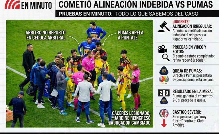 Escándalo en Coapa: América Cometió Alineación Indebida contra Pumas y Podría Perder el Partido