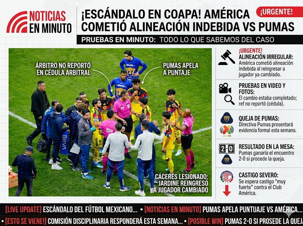 Escándalo en Coapa: América Cometió Alineación Indebida contra Pumas y Podría Perder el Partido