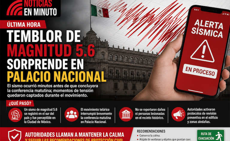 Sismo sorprende en Palacio Nacional durante conferencia matutina
