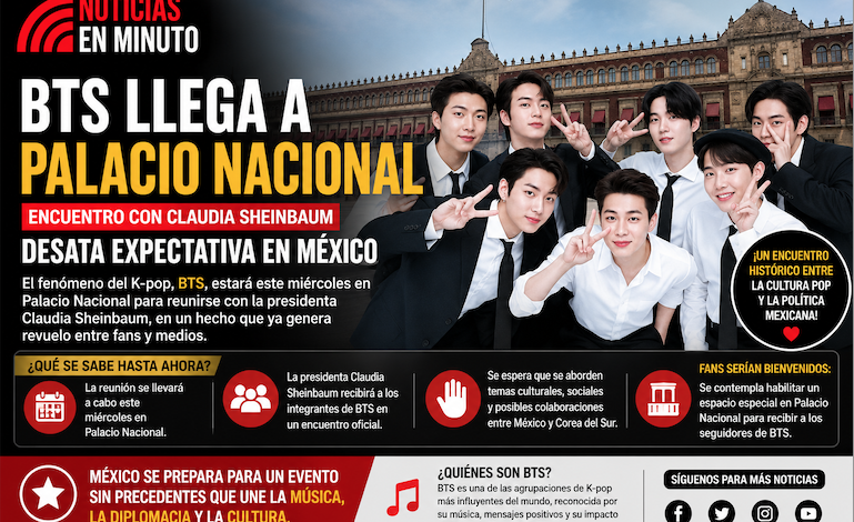 BTS llega a Palacio Nacional y desata expectativa en México