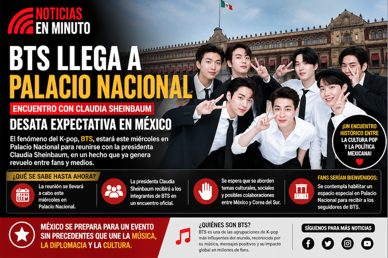 BTS llega a Palacio Nacional y desata expectativa en México