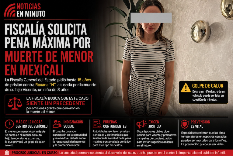 Fiscalía solicita pena máxima por muerte de menor en Mexicali