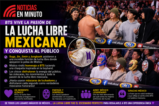 BTS vive la pasión de la lucha libre mexicana y conquista al público en una noche inolvidable