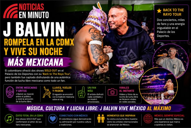 J Balvin conquista la CDMX con su gira y sorprende disfrutando la lucha libre mexicana
