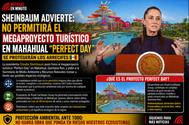 Sheinbaum pone freno a megaproyecto turístico en Mahahual para proteger arrecifes del Caribe
