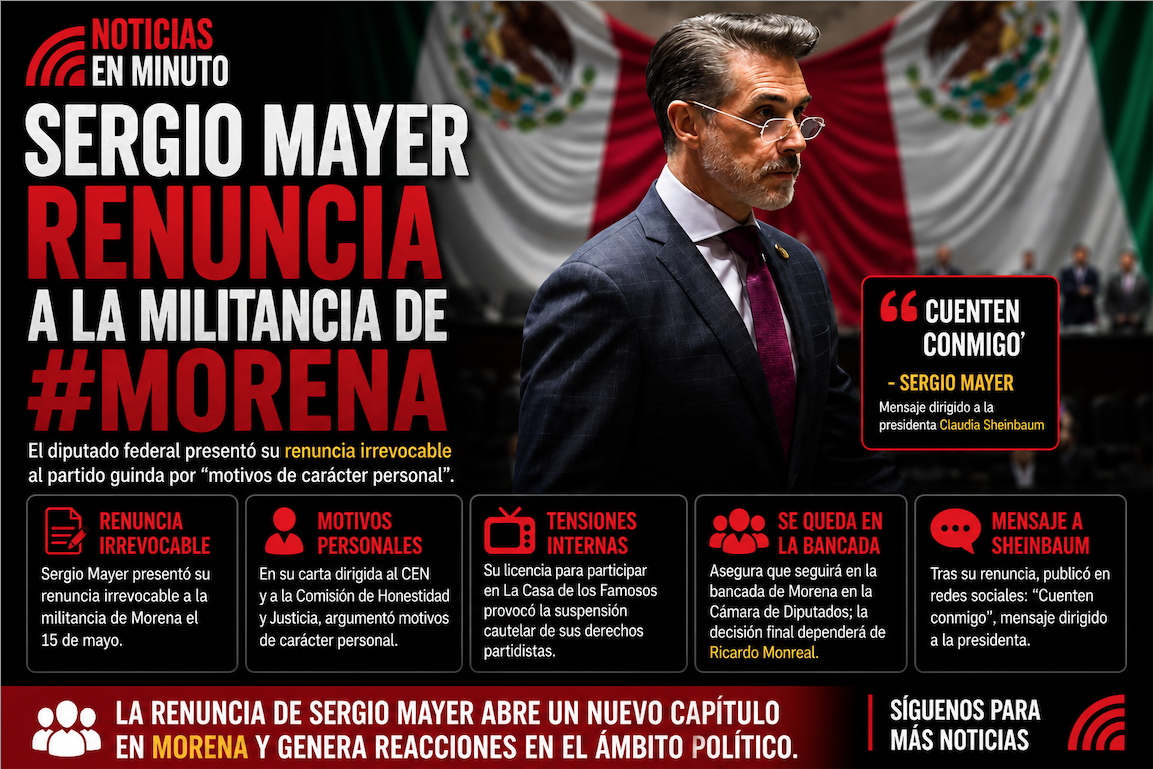Sergio Mayer renuncia a Morena tras meses de tensiones internas