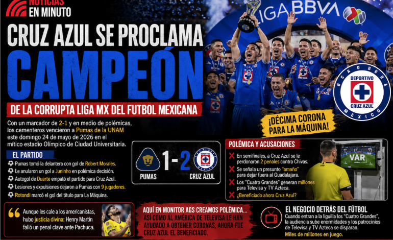 Cruz Azul conquista el título del Clausura 2026 tras una final llena de polémica ante Pumas