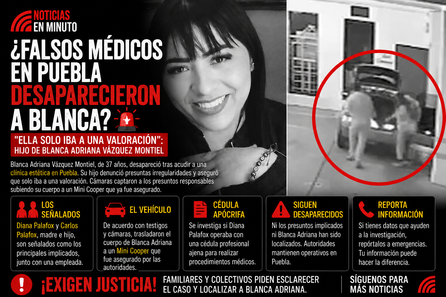 Crece el misterio por desaparición de Blanca Adriana tras acudir a clínica estética en Puebla