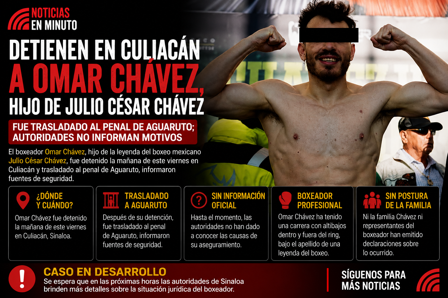 Detienen en Culiacán a Omar Chávez, hijo de Julio César Chávez