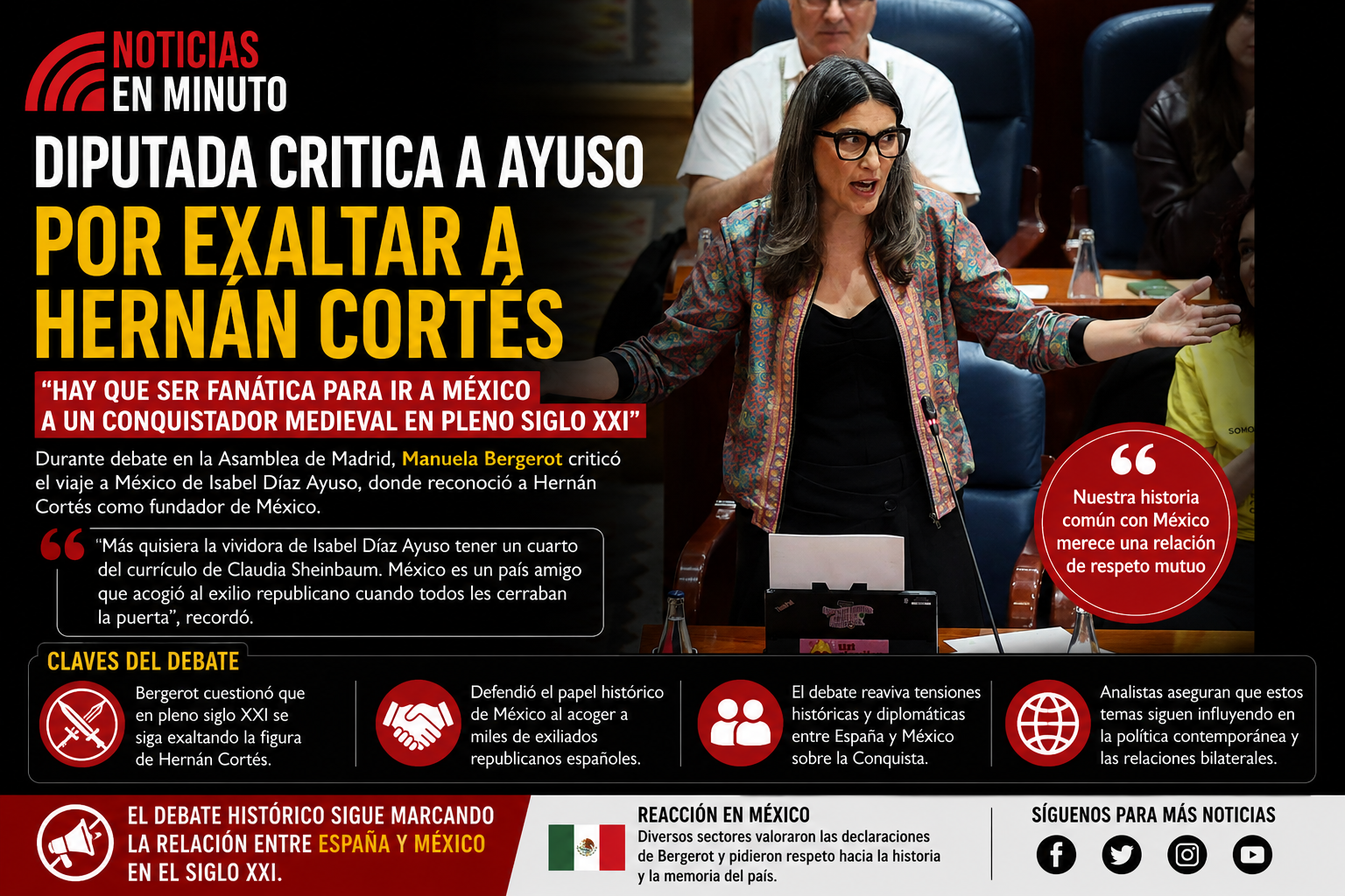 España y México reavivan debate histórico tras declaraciones sobre Hernán Cortés