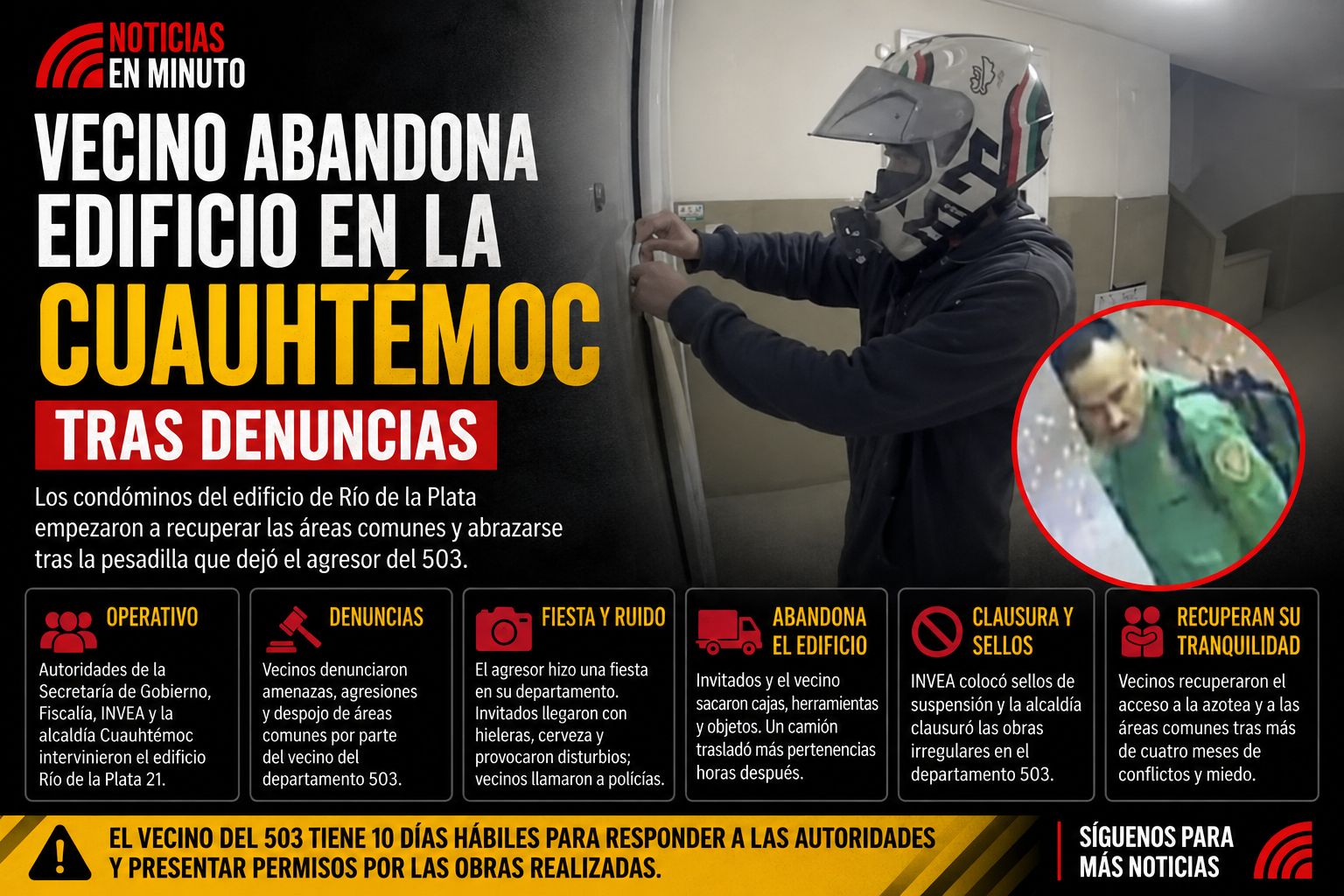Vecinos recuperan edificio en Cuauhtémoc tras salida de polémico residente del departamento 503