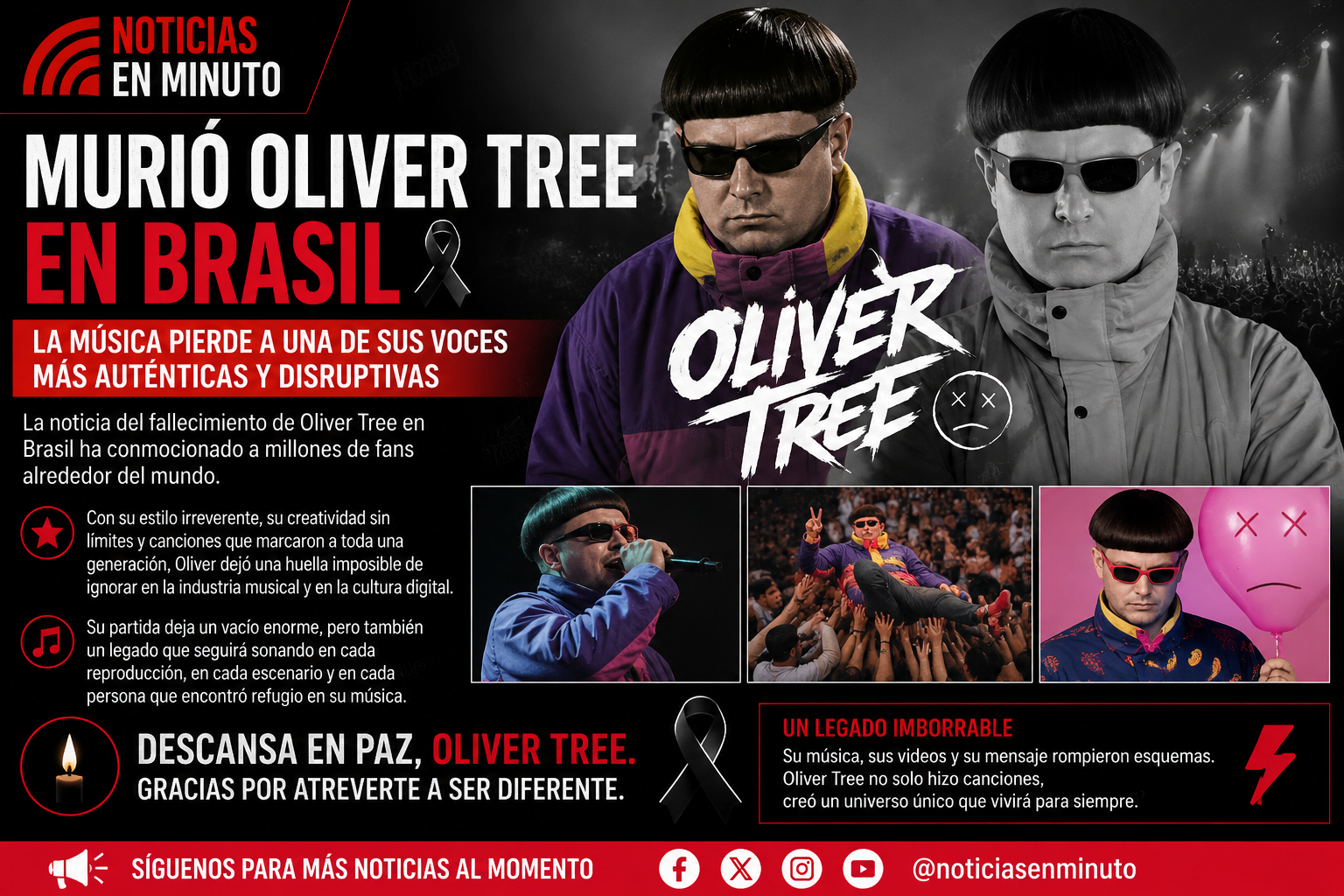 Conmoción mundial por la muerte de Oliver Tree en Brasil