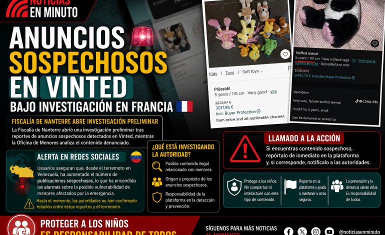 Anuncios sospechosos en Vinted generan investigación en Francia; autoridades llaman a reforzar la protección de menores