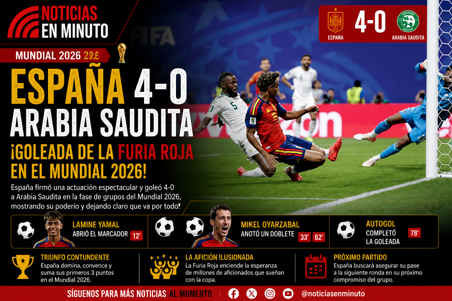 España aplasta a Arabia Saudita y manda un mensaje al Mundial 2026