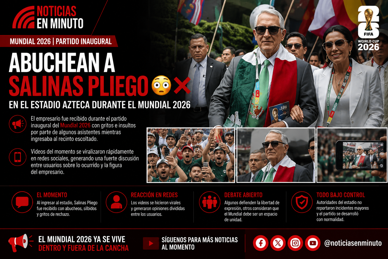 Abucheos a Ricardo Salinas Pliego marcan momento polémico en el arranque del Mundial 2026