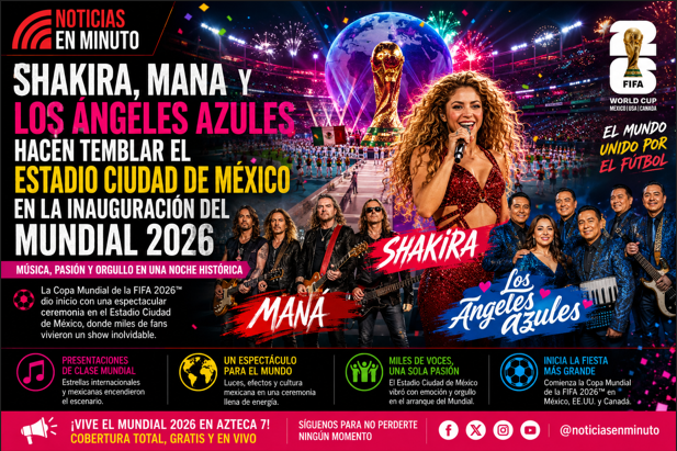 Shakira, Maná y Los Ángeles Azules deslumbran en la inauguración del Mundial 2026 en el Estadio Ciudad de México