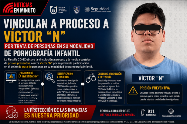 Fiscalía de la CDMX logra vinculación a proceso de presunto implicado en caso de pornografía infantil