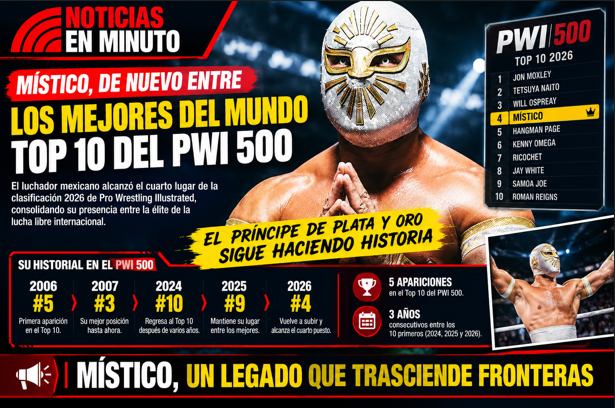 Místico vuelve al Top 10 del PWI 500 y alcanza el cuarto lugar mundial