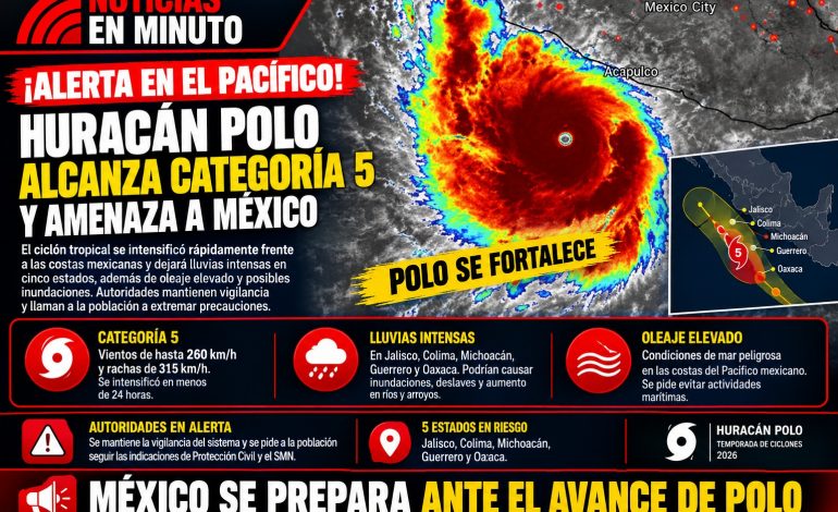 ¡POLO SE FORTALECE FRENTE A MÉXICO! EL CICLÓN YA ALCANZA CATEGORÍA 5