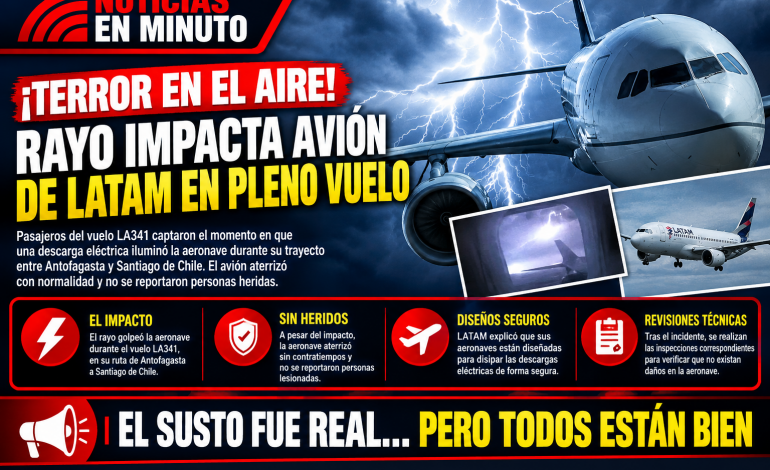 ¡TERROR EN EL AIRE! UN RAYO IMPACTA AVIÓN DE LATAM EN PLENO VUELO