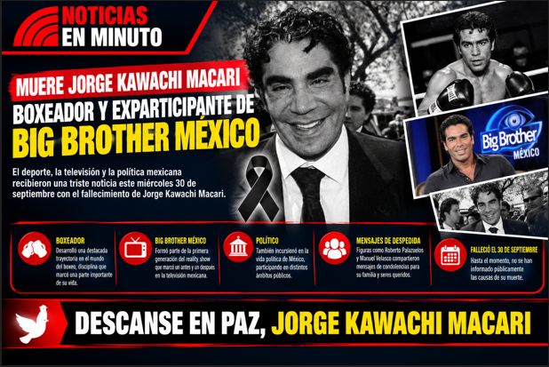 Muere Jorge Kawachi Macari, boxeador y exintegrante de la primera generación de Big Brother México