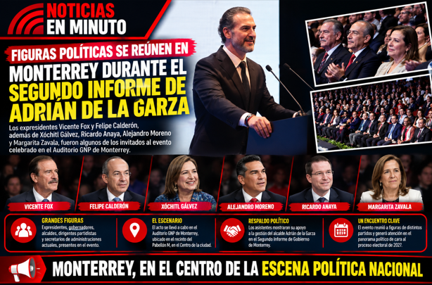 FIGURAS POLÍTICAS SE REÚNEN EN MONTERREY DURANTE EL SEGUNDO INFORME DE ADRIÁN DE LA GARZA