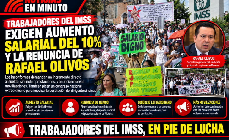 TRABAJADORES DEL IMSS EXIGEN AUMENTO SALARIAL DEL 10% Y LA SALIDA DE RAFAEL OLIVOS