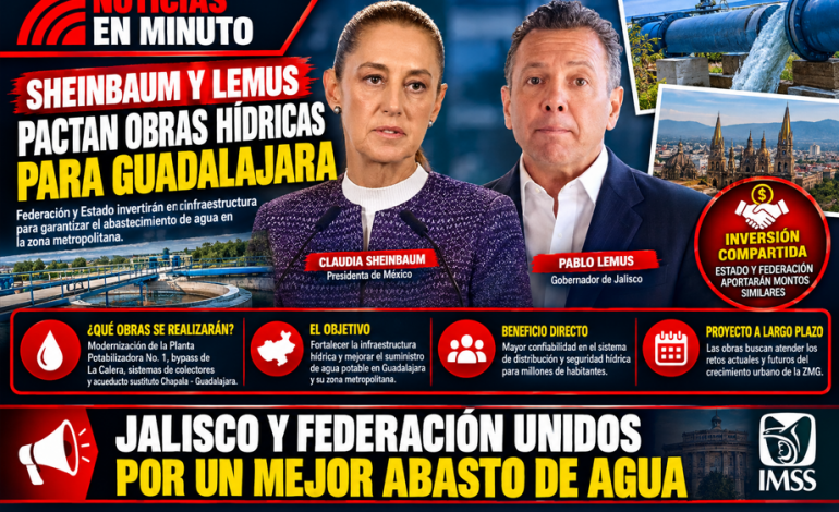 JALISCO Y FEDERACIÓN ACUERDAN OBRAS HIDRÁULICAS PARA GARANTIZAR EL ABASTO DE AGUA EN GUADALAJARA