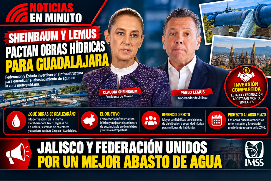 JALISCO Y FEDERACIÓN ACUERDAN OBRAS HIDRÁULICAS PARA GARANTIZAR EL ABASTO DE AGUA EN GUADALAJARA
